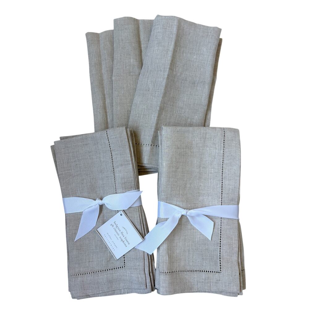 Pottery Barn Belgian Flax Linen Classic Napkins (Beige) - 20" x 20" (Set of 8)